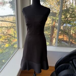 NWOT QMack Black Strapless Cocktail Dress 0 LBD Wedding Guest Minimalist